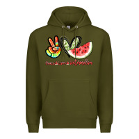 Army Green Peace love watermelon Premium Hoodie - NancyCooperArtShop