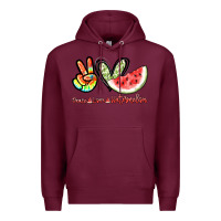 Burgundy Peace love watermelon Premium Hoodie - NancyCooperArtShop