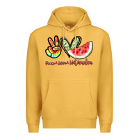 Mustard Peace love watermelon Premium Hoodie - NancyCooperArtShop