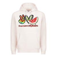 Pale Pink Peace love watermelon Premium Hoodie - NancyCooperArtShop