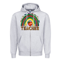 Heather Grey rainbow teacher Zipper Hoodie - NancyCooperArtShop
