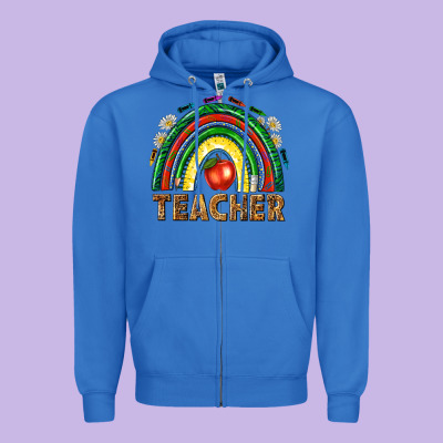 Rainbow Teacher Zipper Hoodie Designed By Nancycooperartshop