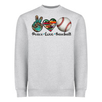 Heather Grey peace love baseball Heavyweight Sweatshirt - Artiststas