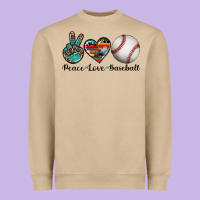 Peace Love Baseball Heavyweight Sweatshirt Designed By Artiststas