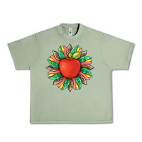 Oil Green teacher apple and sunflower with leopard and tooled leather Urban Heavy Tee - Artiststas