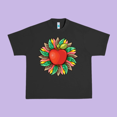 Teacher Apple And Sunflower With Leopard And Tooled Leather Urban Heavy Tee Designed By Artiststas