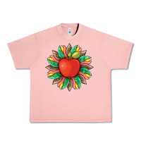 Salmon teacher apple and sunflower with leopard and tooled leather Urban Heavy Tee - Artiststas