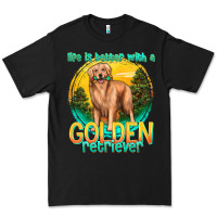 Black life is better with a golden retriever Premium Tee - texasbilliewilder