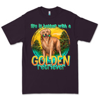 Plum life is better with a golden retriever Premium Tee - texasbilliewilder
