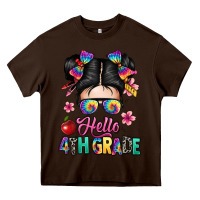 Chocolate Brown hello fourth grade Heavy Core Tee - texasbilliewilder