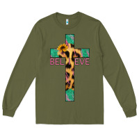 Army Green Believe Cross Long Sleeve Tee - Jasminsmagicworld