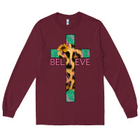 Burgundy Believe Cross Long Sleeve Tee - Jasminsmagicworld