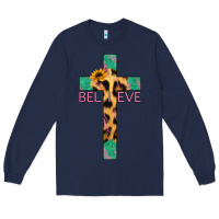 Navy Believe Cross Long Sleeve Tee - Jasminsmagicworld