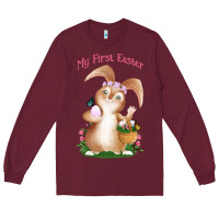 Burgundy Babies First Easter Girls Long Sleeve Tee - Jasminsmagicworld