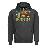 Charcoal Heather jingle bell rockin' Zipper Hoodie - MaliasSmallBusiness