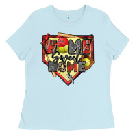 Baby Blue home sweet home softball Ladies Tee - Zillion Design Studio