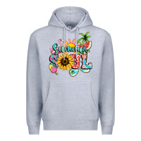 Heather Grey summer soul Premium Hoodie - NancyCooperArtShop