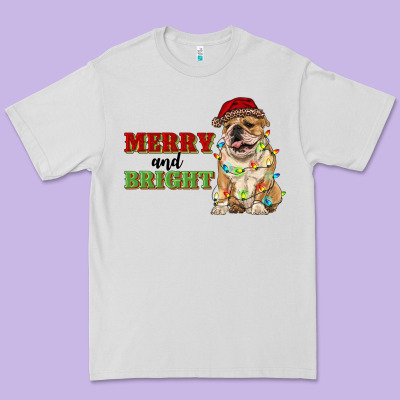 Merry And Bright English Bulldog Premium Tee Designed By Ranaportraitstore