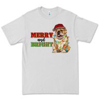 Dove Grey merry and bright english bulldog Premium Tee - RanaPortraitStore