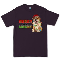 Plum merry and bright english bulldog Premium Tee - RanaPortraitStore