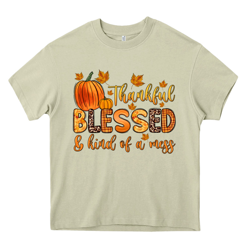 Thankful Blessed And Kind Of A Mess Heavy Core Tee by Zillion Design Studio | Teevron
