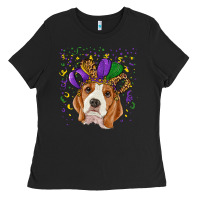 Black Mardi gras beagle Ladies Tee - RanaPortraitStore