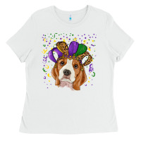 White Mardi gras beagle Ladies Tee - RanaPortraitStore