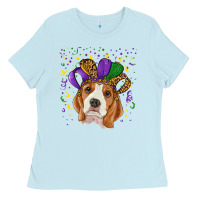 Baby Blue Mardi gras beagle Ladies Tee - RanaPortraitStore
