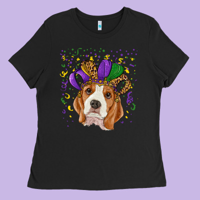 Ladies Tee Mardi gras beagle