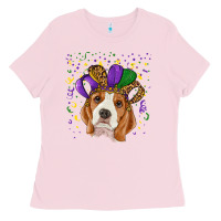 Bubblegum Pink Mardi gras beagle Ladies Tee - RanaPortraitStore