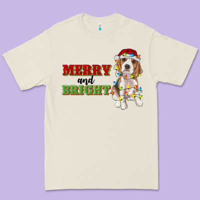 Merry And Bright Beagle Premium Tee Designed By Ranaportraitstore