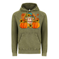 Vintage Olive fall scarecrow with pumpkins Vintage Hoodie - Artiststas