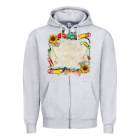 Heather Grey school your text here Zipper Hoodie - NancyCooperArtShop