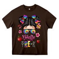 Chocolate Brown hello pre k Heavy Core Tee - texasbilliewilder