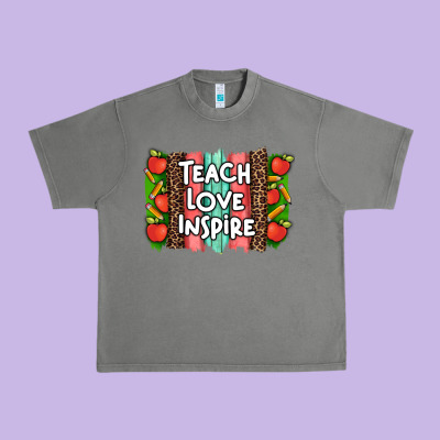 Teach Love Inspire Brushstroke With  And Pen Leopard Urban Heavy Tee Designed By Artiststas