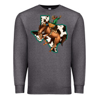Charcoal Heather Cowhide Texas Map Rodeo Cowboy Premium Sweatshirt - Bettercallsaul