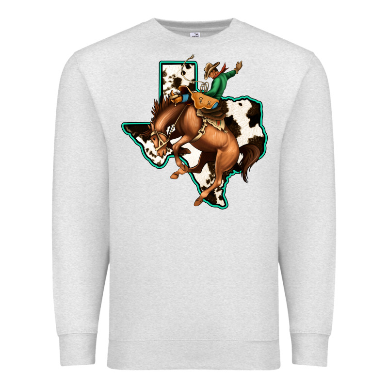 Cowhide Texas Map Rodeo Cowboy Premium Sweatshirt by Bettercallsaul | Teevron