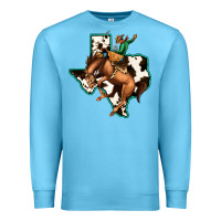Ocean Blue Cowhide Texas Map Rodeo Cowboy Premium Sweatshirt - Bettercallsaul