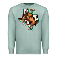 Seafoam Cowhide Texas Map Rodeo Cowboy Premium Sweatshirt - Bettercallsaul
