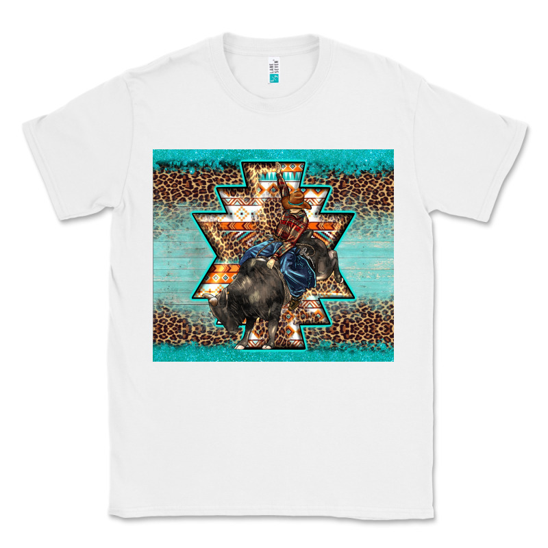 Western Rodeo Bullfighter Aztec Leopard Turquoise Classic Tee by BarkalooDesign | Teevron