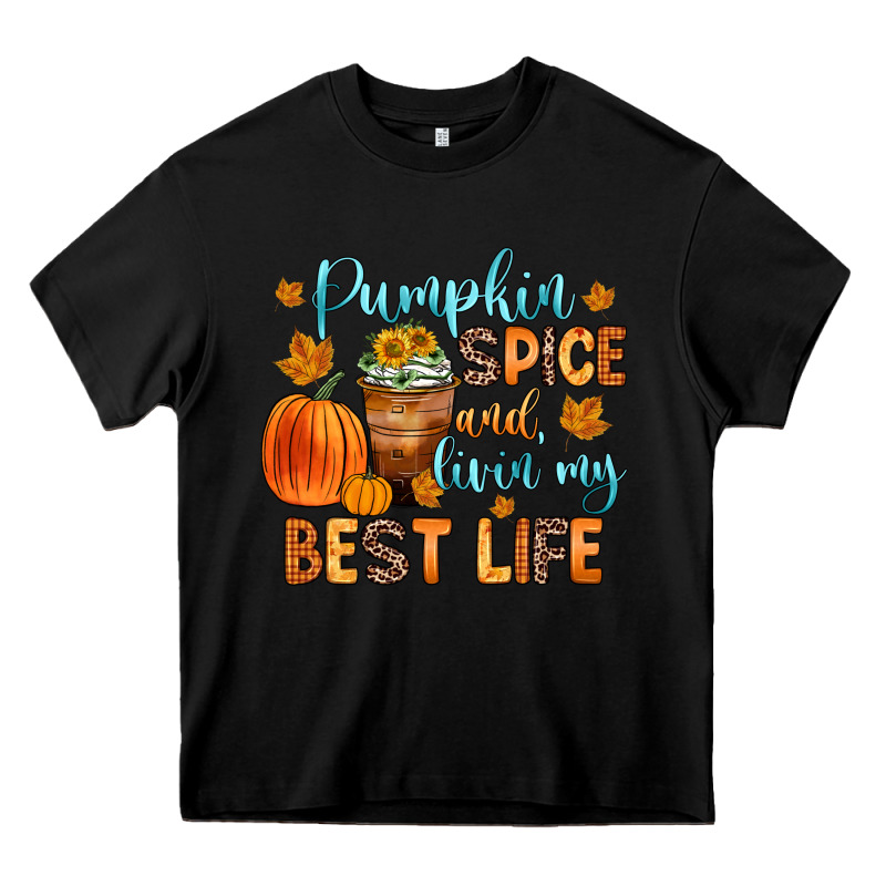 Pumpkin Spice And Livin  My Best Life Heavy Core Tee by Zillion Design Studio | Teevron