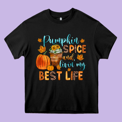 Pumpkin Spice And Livin  My Best Life Heavy Core Tee Designed By Zillion Design Studio