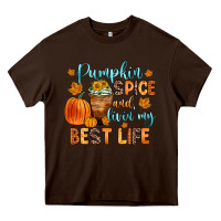 Chocolate Brown pumpkin spice and livin  my best life Heavy Core Tee - Zillion Design Studio