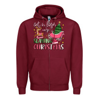 Burgundy get in loser we're slaying christmas Zipper Hoodie - MaliasSmallBusiness