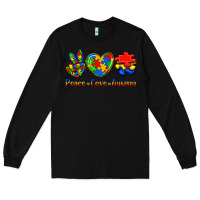 Black Peace Love Autism Long Sleeve Tee - Jasminsmagicworld