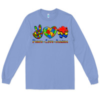 Colony Blue Peace Love Autism Long Sleeve Tee - Jasminsmagicworld