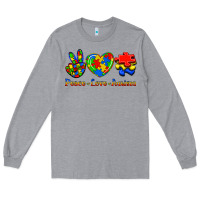 Heather Grey Peace Love Autism Long Sleeve Tee - Jasminsmagicworld