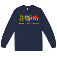 Navy Peace Love Autism Long Sleeve Tee - Jasminsmagicworld