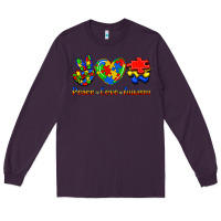 Plum Peace Love Autism Long Sleeve Tee - Jasminsmagicworld