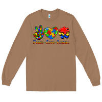 Toasted Coconut Peace Love Autism Long Sleeve Tee - Jasminsmagicworld